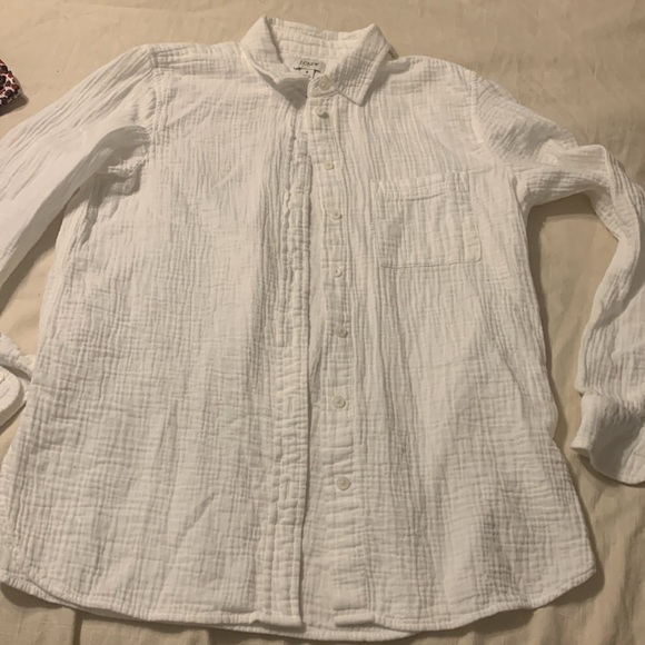 J crew white gauze button up shirt size S‎ summer travel lightweight beach - Picture 6 of 9